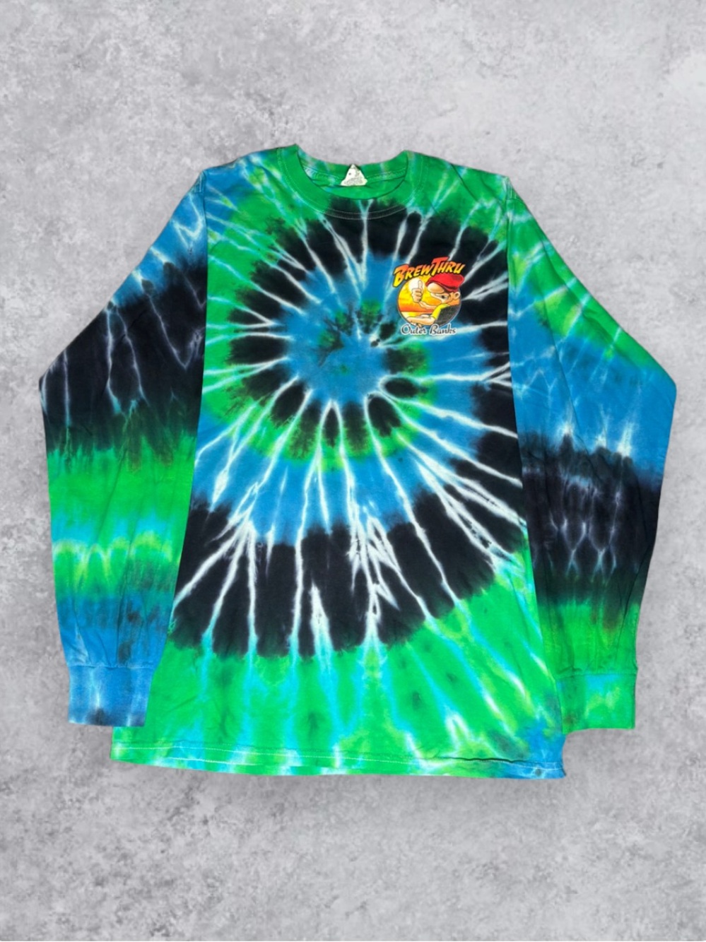 Brew Thru Outer Banks Tie Dye Long Sleeve Shirt Mens Medium